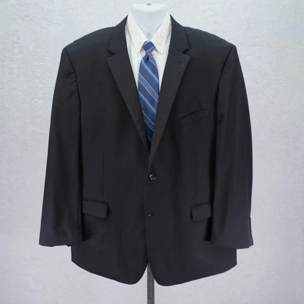 Pronto Uomo‎ Platinum Wool Black 2 Button Blazer 50L Tagged 52L